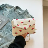Women's Small Corduroy Fruit Bow Knot Cute Sewing Thread Square Flip Cover Square Bag sku image 6