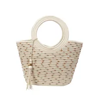 Women's Straw Multicolor Vacation Streetwear Splicing Sewing Thread Square Open Handbag Straw Bag sku image 1