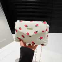 Women's Small Corduroy Fruit Bow Knot Cute Sewing Thread Square Flip Cover Square Bag main image 5