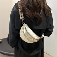Women's PU Solid Color Streetwear Sewing Thread Square Oval Zipper Fanny Pack main image 2