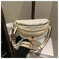 Women's PU Solid Color Streetwear Sewing Thread Square Oval Zipper Fanny Pack sku image 2