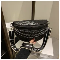 Women's PU Solid Color Streetwear Sewing Thread Square Oval Zipper Fanny Pack sku image 1