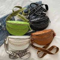 Women's PU Solid Color Streetwear Sewing Thread Square Oval Zipper Fanny Pack main image 1
