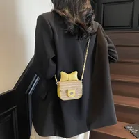 Women's Straw Bow Knot Elegant Cute Square Lock Clasp Crossbody Bag main image 4