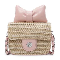 Women's Straw Bow Knot Elegant Cute Square Lock Clasp Crossbody Bag main image 2
