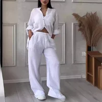Casual Daily Women's Temperament Commuter Urban Style Solid Color Cotton Cotton And Linen Spandex Leisure Suit Pants Sets main image 1