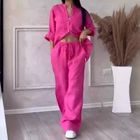 Casual Daily Women's Temperament Commuter Urban Style Solid Color Cotton Cotton And Linen Spandex Leisure Suit Pants Sets main image 2