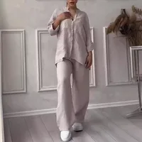 Casual Daily Women's Temperament Commuter Urban Style Solid Color Cotton Cotton And Linen Spandex Leisure Suit Pants Sets main image 3