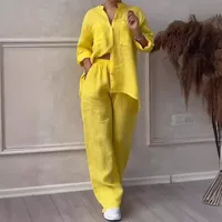 Casual Daily Women's Temperament Commuter Urban Style Solid Color Cotton Cotton And Linen Spandex Leisure Suit Pants Sets main image 4