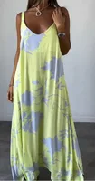 Women's Adults A- Line Skirt Casual Style Japanese And Korean Leisure V Neck Sling Style Sling Sleeveless Flower Maxi Long Dress Birthday Date sku image 16