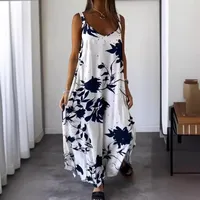 Women's Adults A- Line Skirt Casual Style Japanese And Korean Leisure V Neck Sling Style Sling Sleeveless Flower Maxi Long Dress Birthday Date main image 3