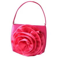 Silver Black Red Satin Flower Square main image 3