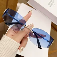 Casual Style Basic Lady Solid Color Pc Special-Shaped Mirror Frameless Glasses sku image 5