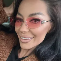 Casual Style Basic Lady Solid Color Pc Special-Shaped Mirror Frameless Glasses main image 3
