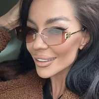 Casual Style Basic Lady Solid Color Pc Special-Shaped Mirror Frameless Glasses main image 5
