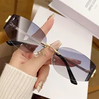 Casual Style Basic Lady Solid Color Pc Special-Shaped Mirror Frameless Glasses sku image 6