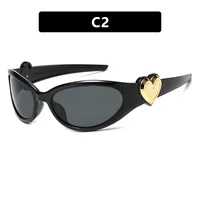 Personality Punk Street Heart Shape Ac Special-Shaped Mirror Full Frame Glasses sku image 2