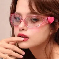 Personality Punk Street Heart Shape Ac Special-Shaped Mirror Full Frame Glasses main image 3