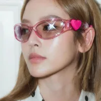 Personality Punk Street Heart Shape Ac Special-Shaped Mirror Full Frame Glasses main image 4