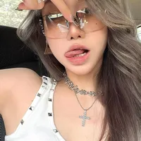 Casual Style Basic Solid Color Ac Square Half Frame Glasses main image 1