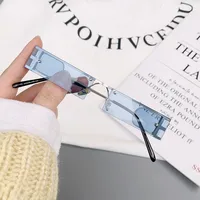 Basic Modern Style Simple Style Square Ac Tinted Lenses Square Frameless Glasses sku image 3
