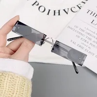 Basic Modern Style Simple Style Square Ac Tinted Lenses Square Frameless Glasses sku image 1