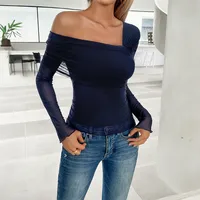 Women's Chiffon Shirt Long Sleeve Blouses Casual Elegant Solid Color sku image 1