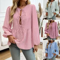Women's Blouse Long Sleeve Blouses Casual Simple Style Stripe main image 1