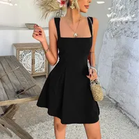 Women's Strap Dress Elegant Simple Style Strap Backless Sleeveless Solid Color Above Knee Holiday Party main image 4