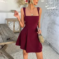 Women's Strap Dress Elegant Simple Style Strap Backless Sleeveless Solid Color Above Knee Holiday Party main image 2