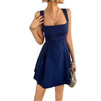 Women's Strap Dress Elegant Simple Style Strap Backless Sleeveless Solid Color Above Knee Holiday Party main image 5