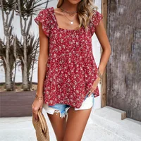 Women's Vest Sleeveless Blouses Casual Vacation Ditsy Floral sku image 5
