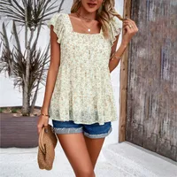 Women's Vest Sleeveless Blouses Casual Vacation Ditsy Floral sku image 16