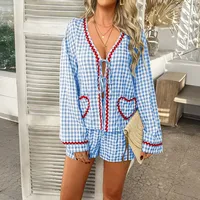 Holiday Daily Women's Casual Simple Style Streetwear Plaid Woven Polyester Viscose Fiber Shorts Co-ord Set Shorts Sets main image 2