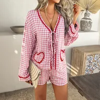 Holiday Daily Women's Casual Simple Style Streetwear Plaid Woven Polyester Viscose Fiber Shorts Co-ord Set Shorts Sets sku image 12