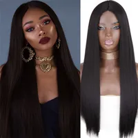 Unisex Elegant Casual Holiday Street High Temperature Wire Centre Parting Long Straight Hair Wigs main image 2