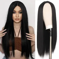 Unisex Elegant Casual Holiday Street High Temperature Wire Centre Parting Long Straight Hair Wigs main image 5