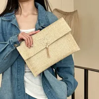 Women's Small Braid Butterfly Streetwear Weave Square Magnetic Buckle Envelope Bag main image 5