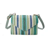 Women's Straw Stripe Ethnic Style Classic Style Weave Square Magnetic Buckle Straw Bag sku image 2