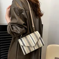 Women's Straw Stripe Ethnic Style Classic Style Weave Square Magnetic Buckle Straw Bag main image 4
