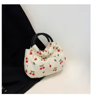 Women's Canvas Cherry Elegant Sweet Dumpling Shape Open Clutch Bag sku image 1
