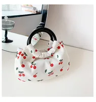 Women's Canvas Cherry Elegant Sweet Dumpling Shape Open Clutch Bag main image 2
