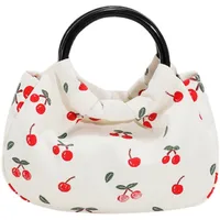 Women's Canvas Cherry Elegant Sweet Dumpling Shape Open Clutch Bag main image 3