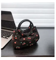 Women's Canvas Cherry Elegant Sweet Dumpling Shape Open Clutch Bag sku image 2