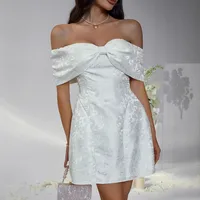 Women's Sheath Dress Elegant Boat Neck Short Sleeve Flower Above Knee Holiday Party main image 2