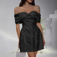 Women's Sheath Dress Elegant Boat Neck Short Sleeve Flower Above Knee Holiday Party sku image 8