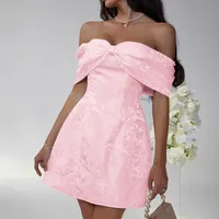 Women's Sheath Dress Elegant Boat Neck Short Sleeve Flower Above Knee Holiday Party sku image 9