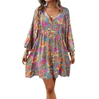 Women's Floral Dress Vintage Style Bohemian V Neck Long Sleeve Flower Above Knee Holiday Daily main image 5