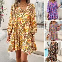 Women's Floral Dress Vintage Style Bohemian V Neck Long Sleeve Flower Above Knee Holiday Daily main image 1
