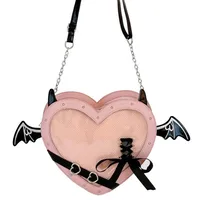 Women's PU Heart Shape Bow Knot Streetwear Sewing Thread Heart-shaped Zipper Shoulder Bag main image 2